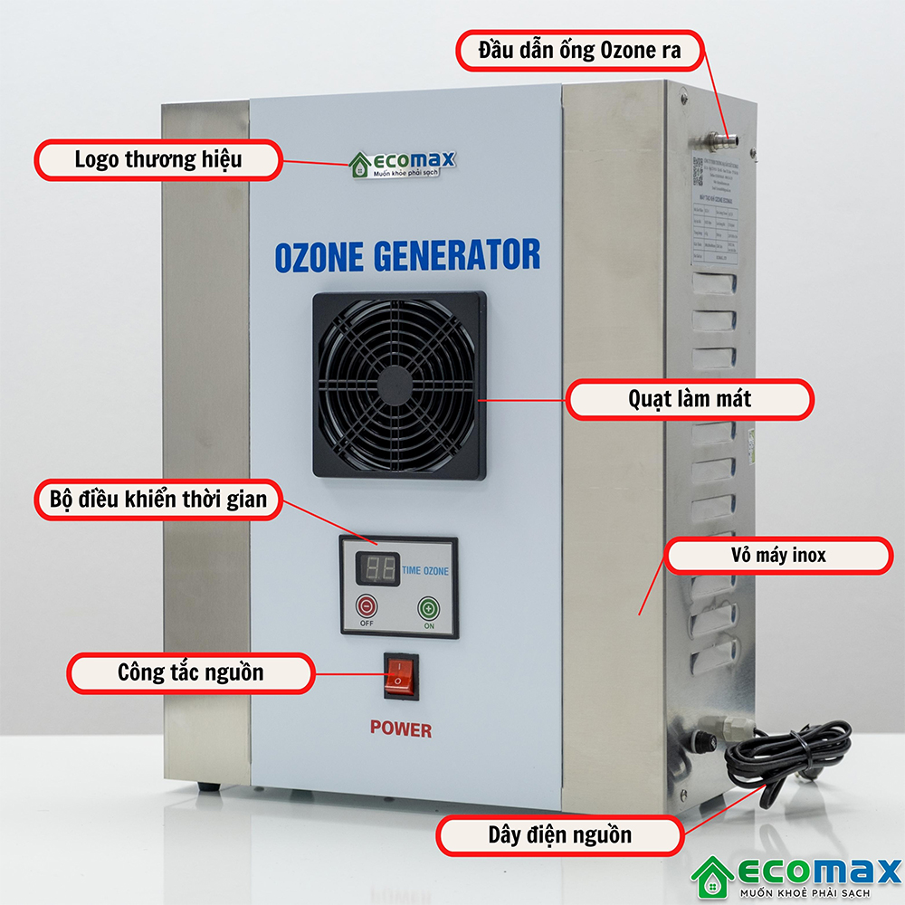 Cấu tạo chi tiết máy Ozone 1g xử lý nước