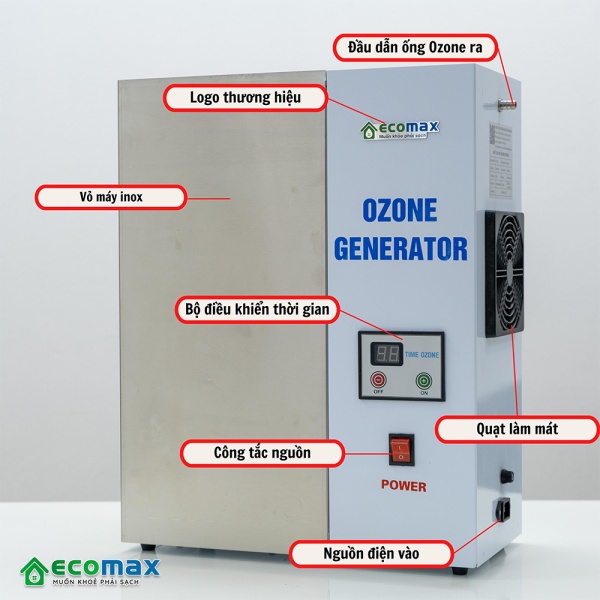Cấu tạo chi tiết máy Ozone 3g/h khử trùng diệt khuẩn nước