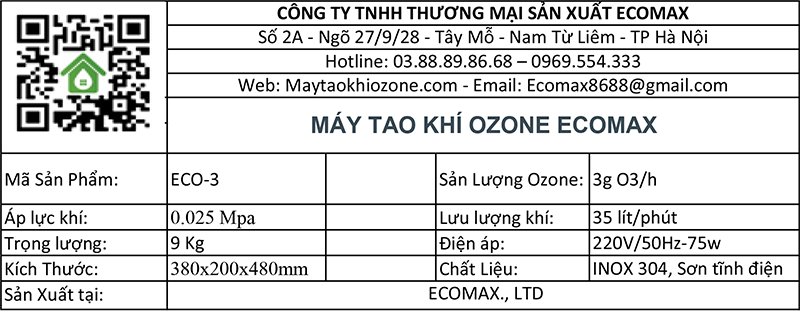 máy sục ozone khử độc thực phẩm