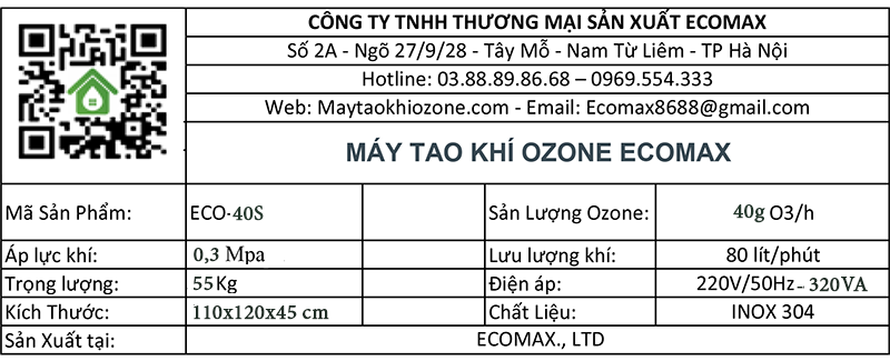 Máy ozone công nghiệp 40g ECO-40S xử lý nước